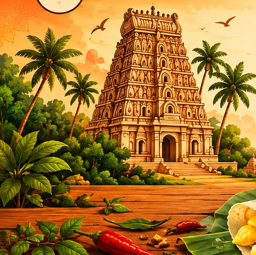South Indian temple illustration