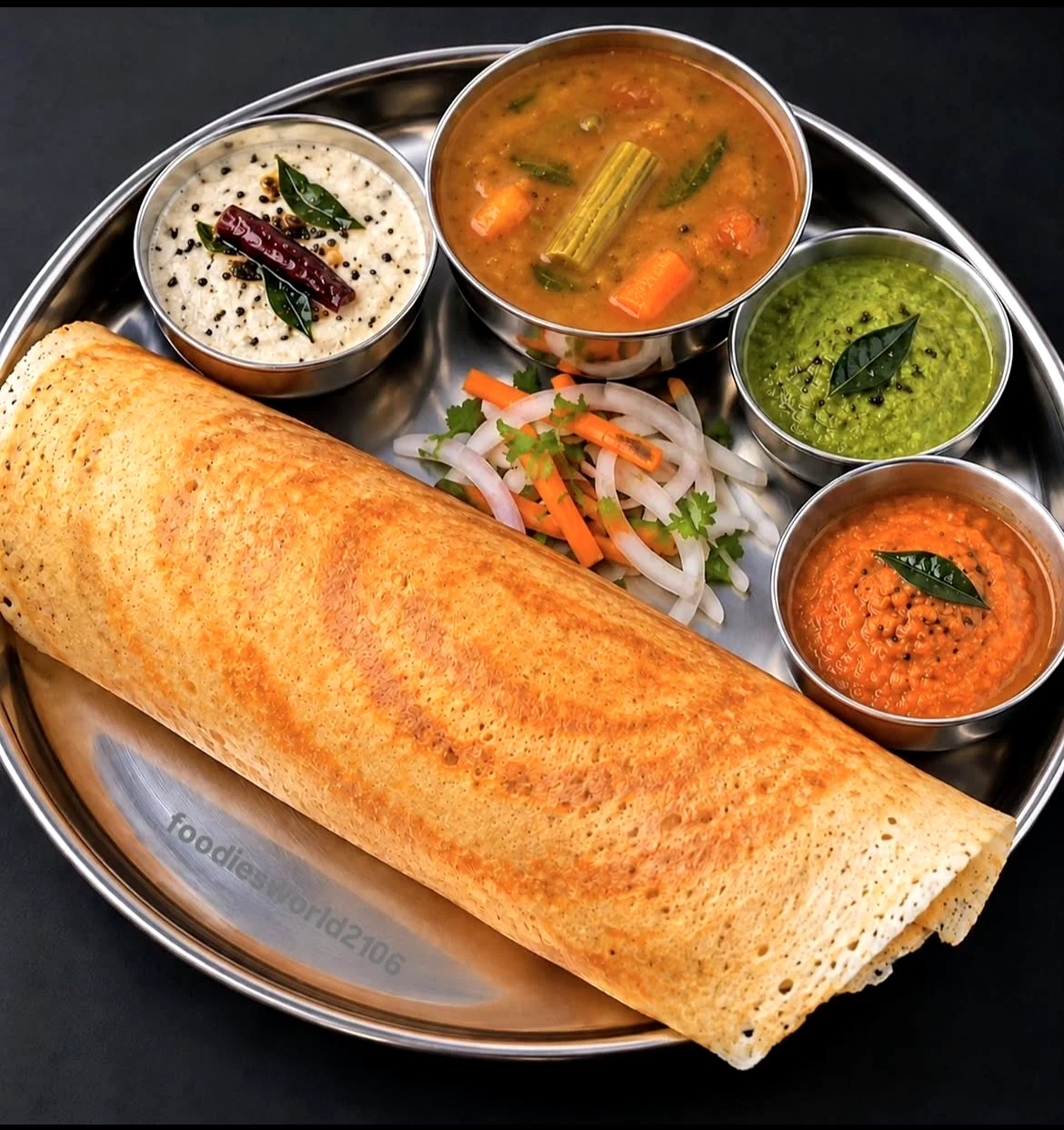 Dosa platter with chutneys